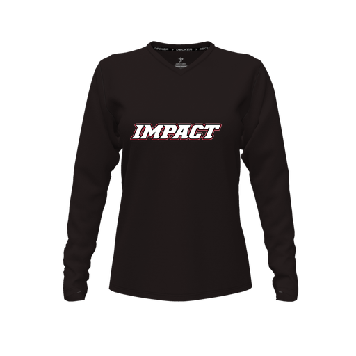 [CUS-DFW-TEES-CMF-VNK-LSL-BLK-FYXS-LOGO3] Decker Comfort T-Shirt (Female Youth XS, Black, V Neck, Logo 3, Long Sleeve)