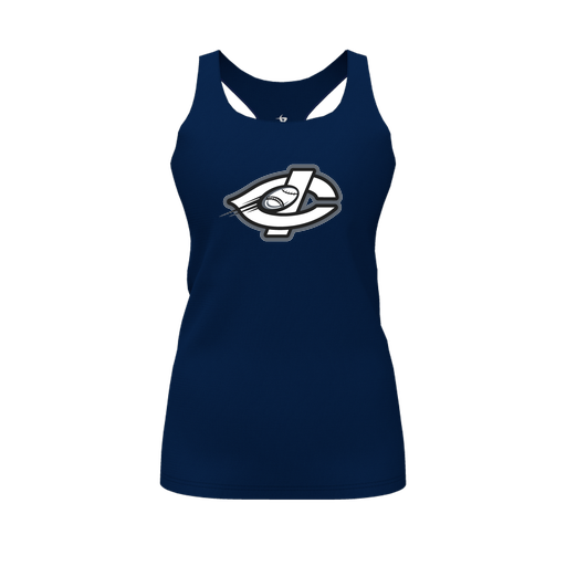 [CUS-DFW-RCBK-PER-NVY-FYS-LOGO1] Racerback Tank Top (Female Youth S, Navy, Logo 1)