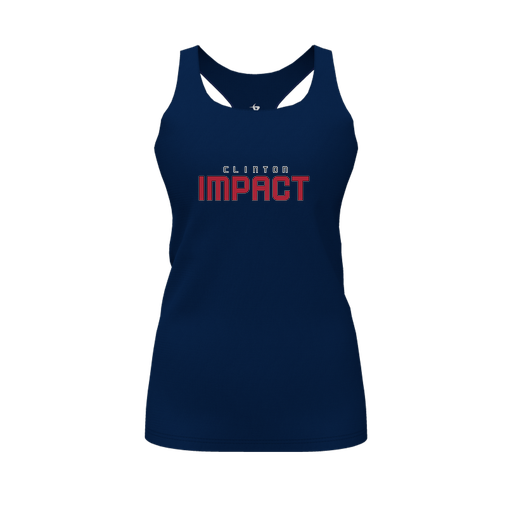 [CUS-DFW-RCBK-PER-NVY-FYS-LOGO2] Racerback Tank Top (Female Youth S, Navy, Logo 2)