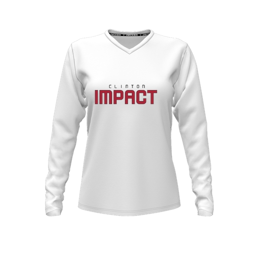 [CUS-DFW-TEES-CMF-VNK-LSL-WHT-FYXS-LOGO2] Decker Comfort T-Shirt (Female Youth XS, White, V Neck, Logo 2, Long Sleeve)