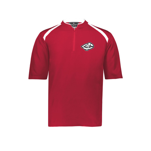 [229581-AS-RED-LOGO1] Men's Dugout Short Sleeve Pullover (Adult S, Red, Logo 1)