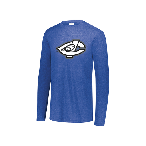 [FTLCUBRY-YS-LOGO1] Decker Youth Tri-Blend T-Shirt - Long Sleeve (Youth S, Royal, Logo 1)