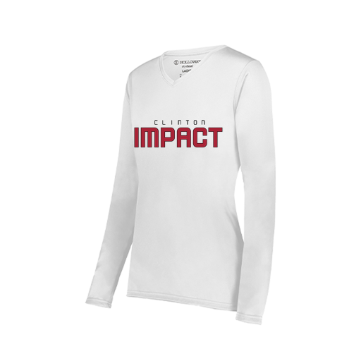 [222824.005.S-LOGO2] Ladies LS Smooth Sport Shirt (Female Adult S, White, Logo 2)