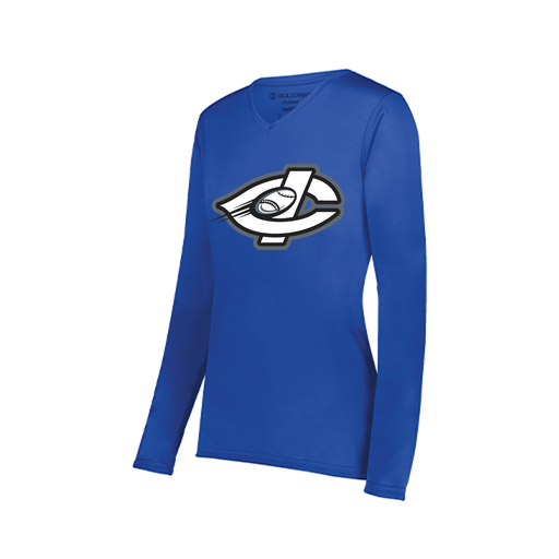 [222824.060.S-LOGO1] Ladies LS Smooth Sport Shirt (Female Adult S, Royal, Logo 1)